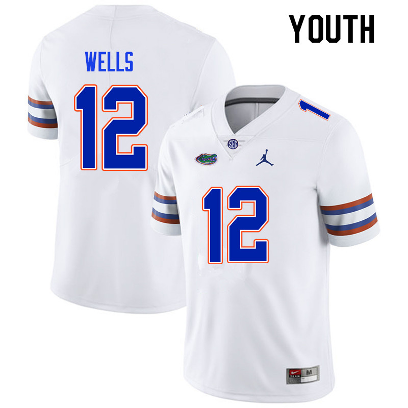 Youth #12 Rick Wells Florida Gators College Football Jerseys Sale-White - Click Image to Close